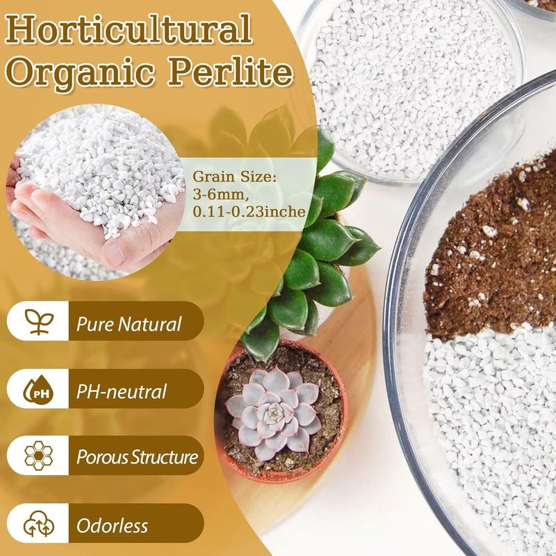 Riare 20 Quarts Organic Perlite for Plants - Horticultural Perlite Soil Amendment for Plants Potting Mix, Natural Chunky Perlite Soil Additive Conditioner Improve Root Growth, Drainage and Ventilation - Image 2
